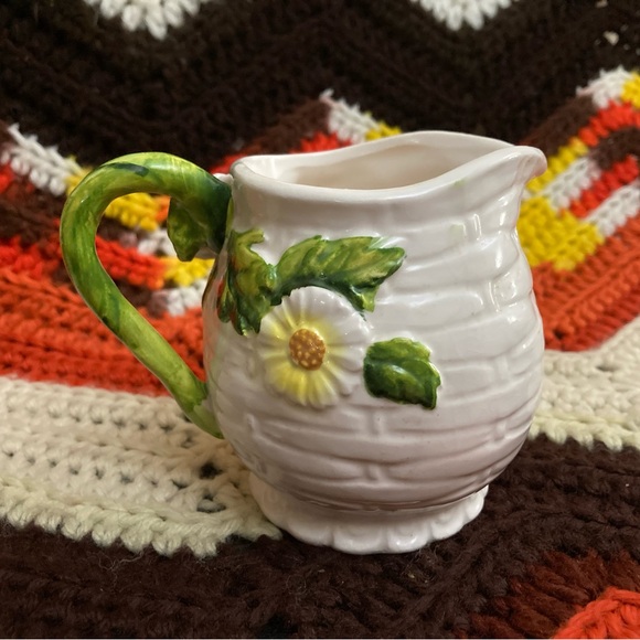 Vintage Lefton Japan Rustic Daisy Ceramic Creamer Pitcher Pot! - Picture 2 of 15